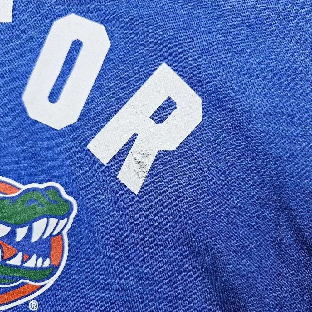 Nike Florida Gators Shirt Men Large Blue V Neck Spell Out Logo NCAA Sports